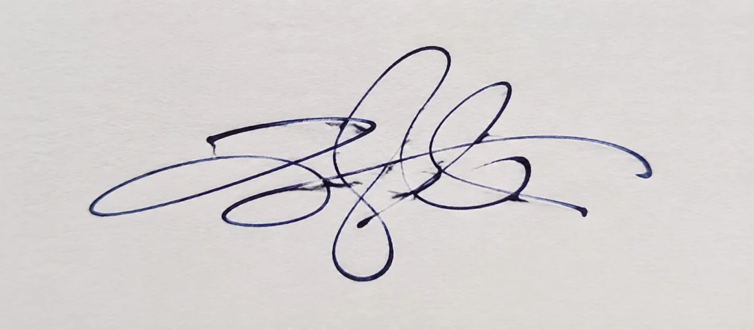 A sample signature, before and after cropping to 140×60px, before